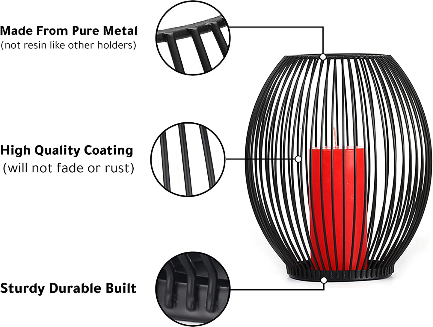  Black Wire Outdoor Decorative Candle Holders Set