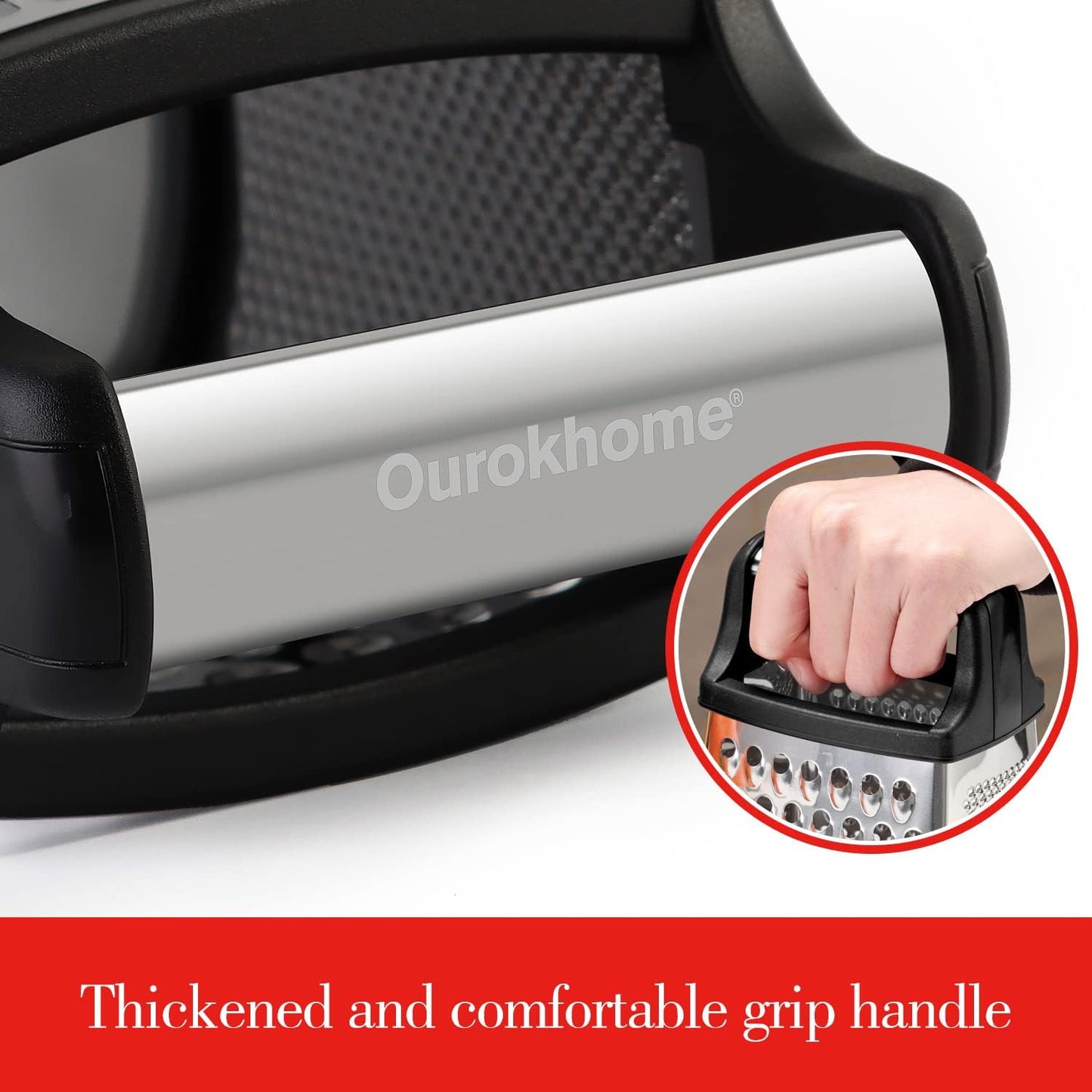 Cheese Grater with Handle, Stainless Steel Box Grater, 4 Side Vegetable Shredder Slicer.