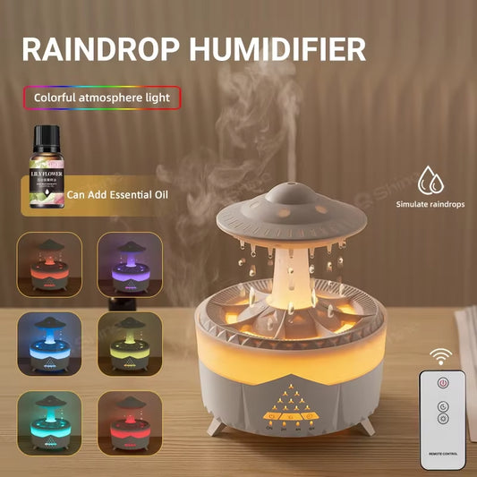 Diffuser Mushroom Air Humidifier with Rain Lamp & remote.