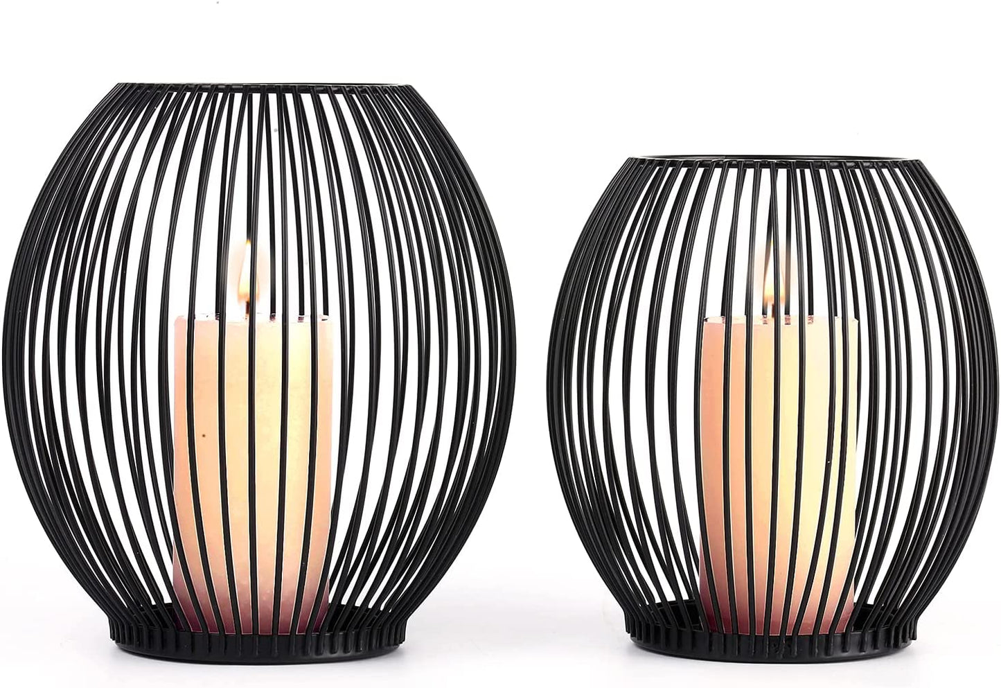  Black Wire Outdoor Decorative Candle Holders Set