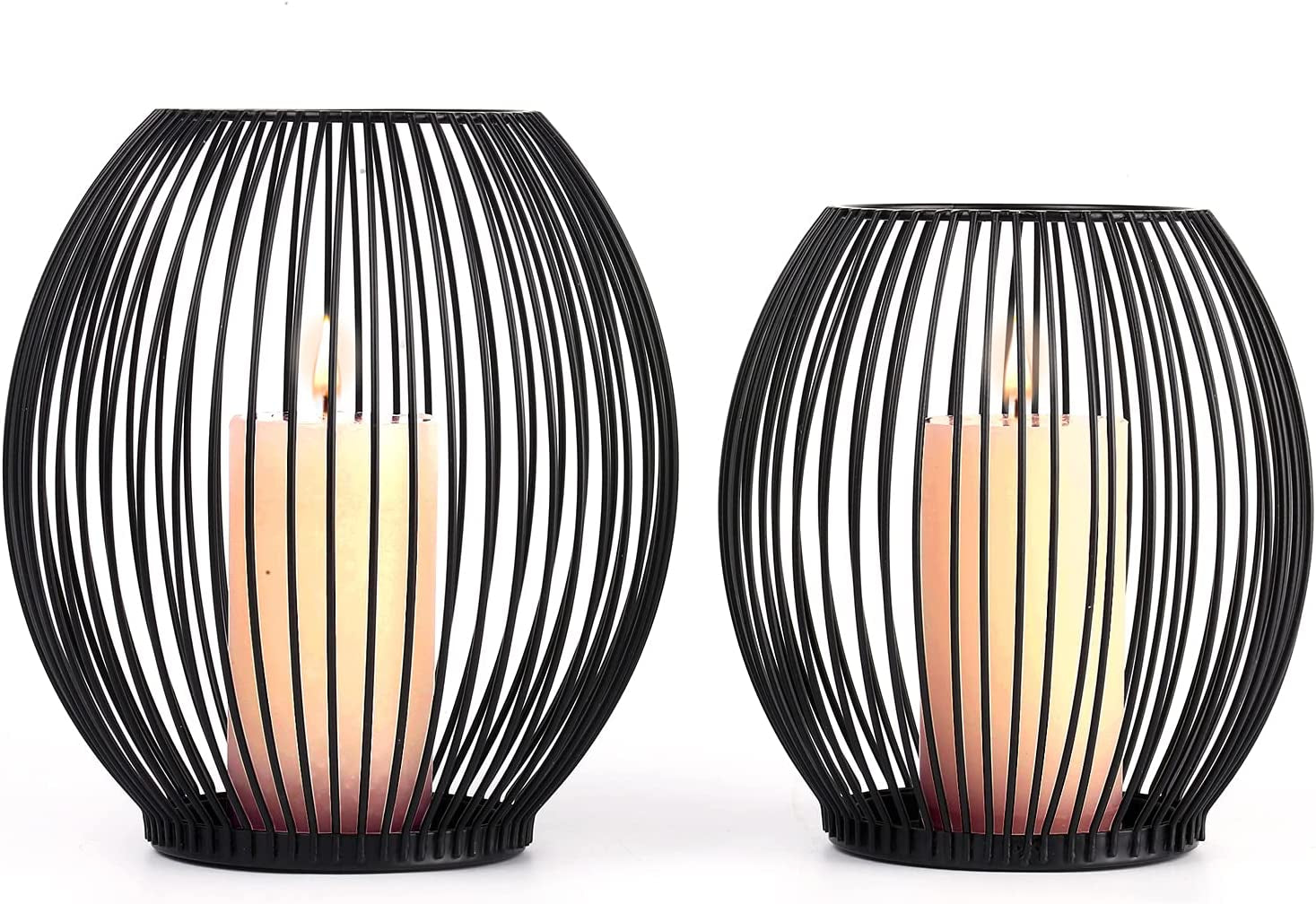  Black Wire Outdoor Decorative Candle Holders Set