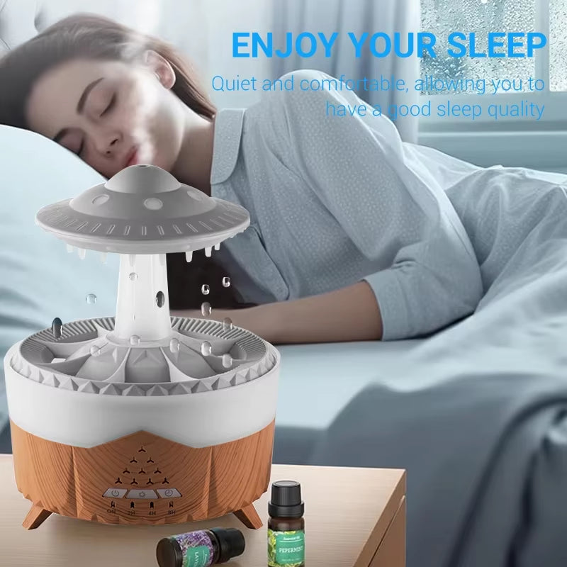 Diffuser Mushroom Air Humidifier with Rain Lamp & remote.