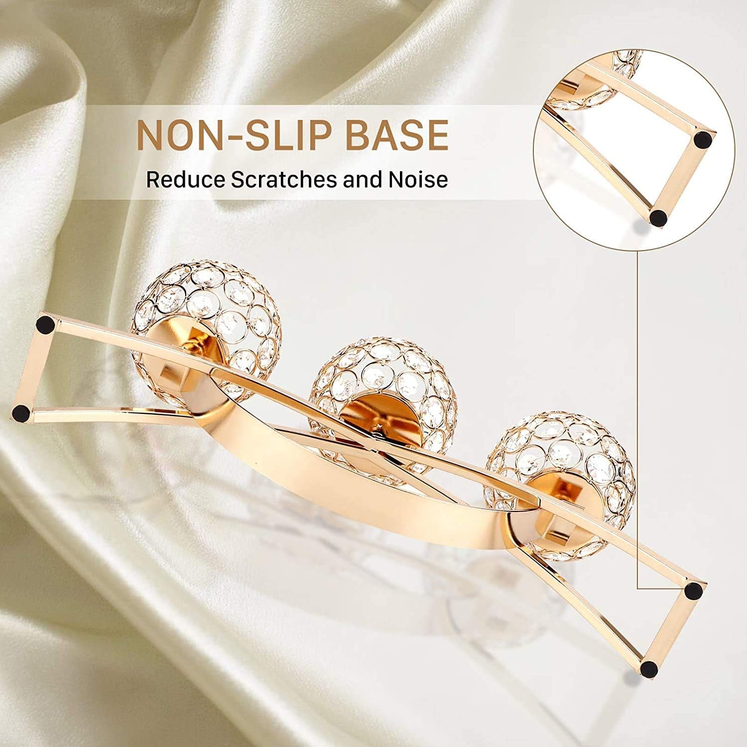 Crystal Candle Holders,3 Crystal Pillar Candlestick,Coffee Table Decorative Centerpieces for Living Room,Dinning Room Christmas Decoration, Table Decoration,Wedding Gifts(Gold)