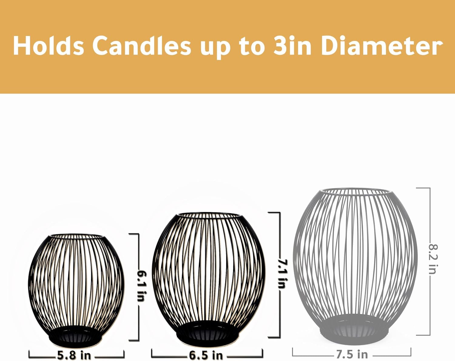  Black Wire Outdoor Decorative Candle Holders Set