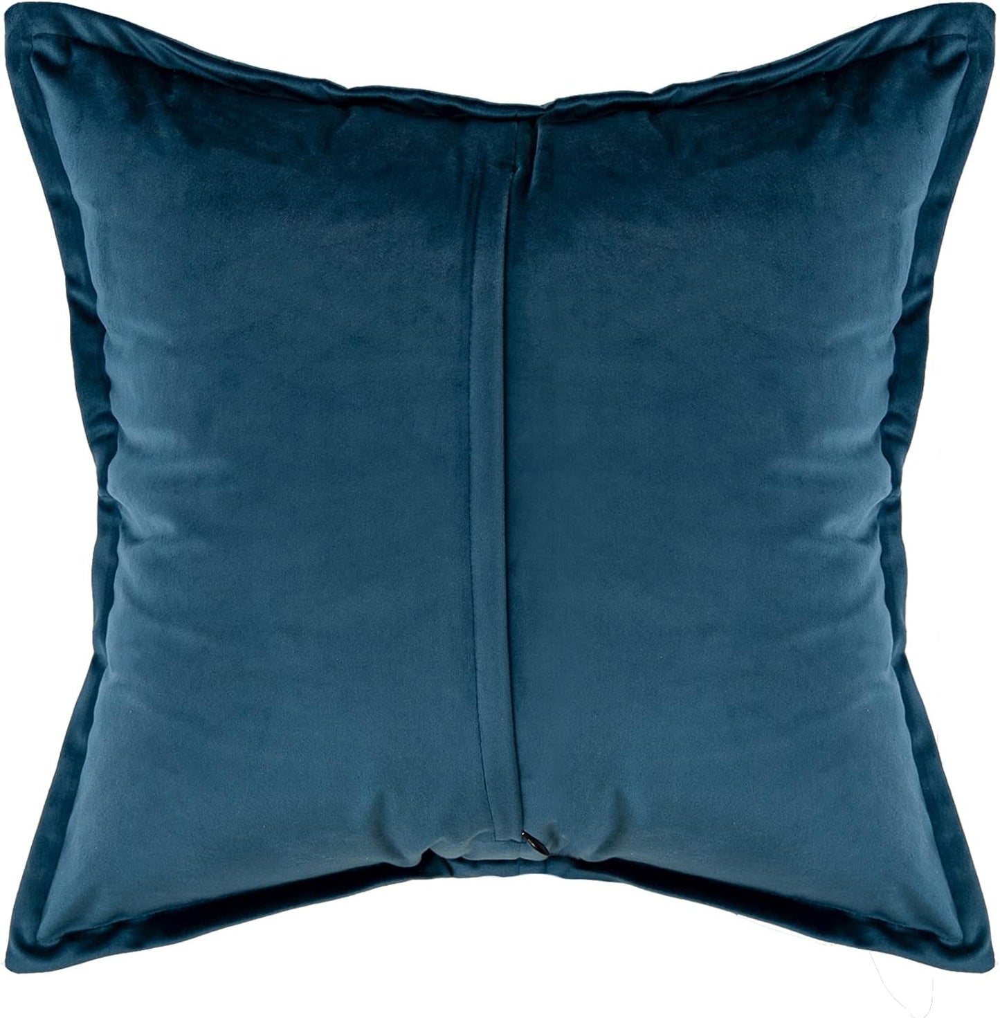 Blue Decorative Velvet Throw Pillow Cover with Cloth Texture Patchwork 18X18 Inch Pillowcase  Home Decor