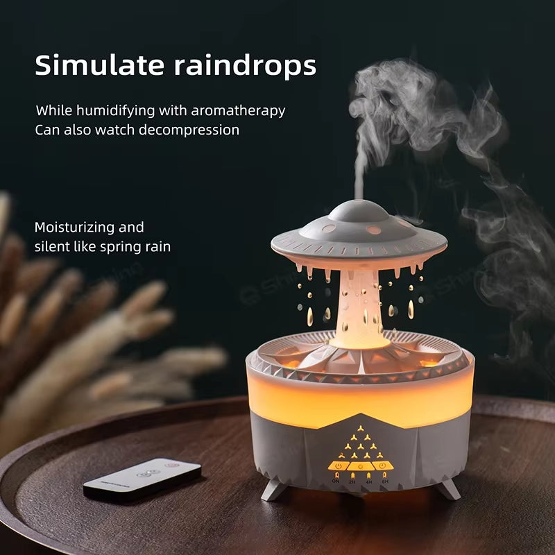 Diffuser Mushroom Air Humidifier with Rain Lamp & remote.
