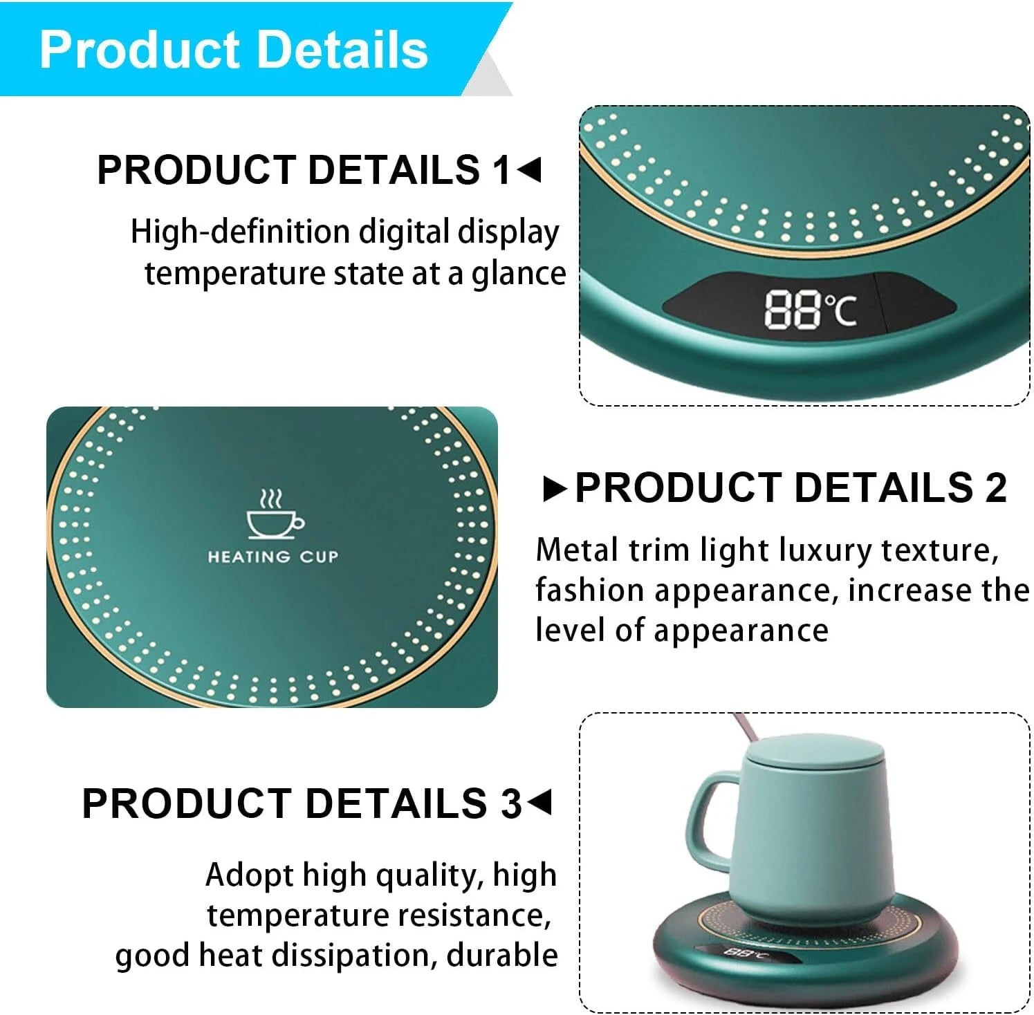 Mug & Coffee Warmer  for Desk with 3 Temperature Settings