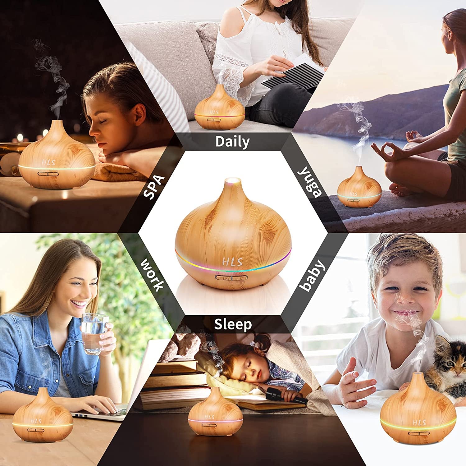 Aroma Diffusers for Large Rooms with 10 Essential Oil. Cool Mist Humidifier Vaporizer