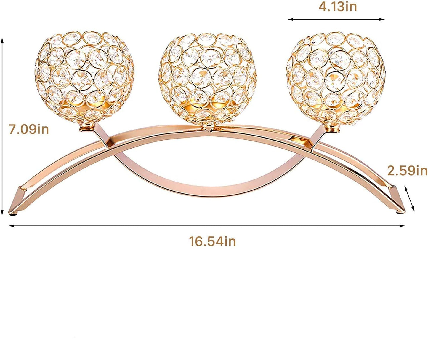 Crystal Candle Holders,3 Crystal Pillar Candlestick,Coffee Table Decorative Centerpieces for Living Room,Dinning Room Christmas Decoration, Table Decoration,Wedding Gifts(Gold)