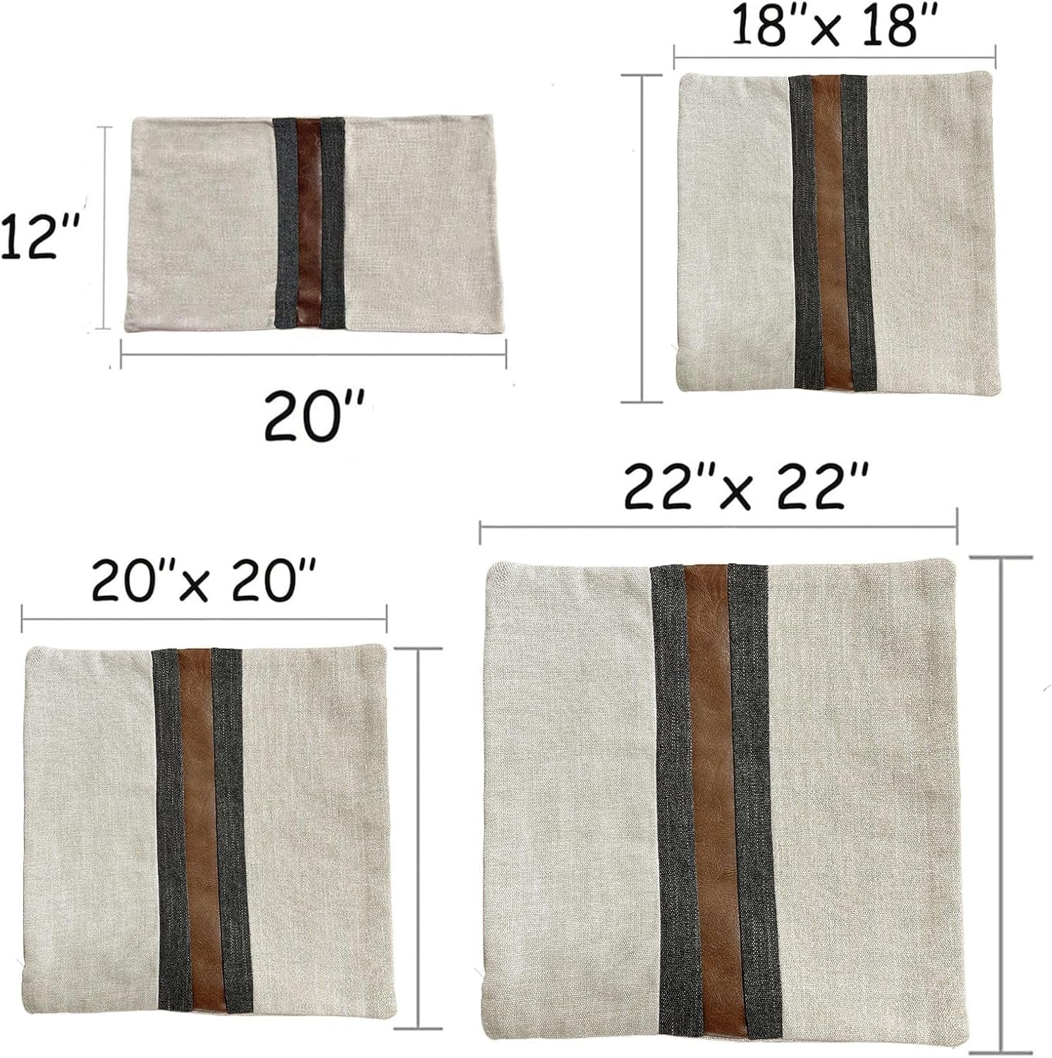 Farmhouse Decorative Outdoor Throw Pillow Covers Brown Faux Leather Accent Pillow Cover  12 X 20 Inch (Beige)
