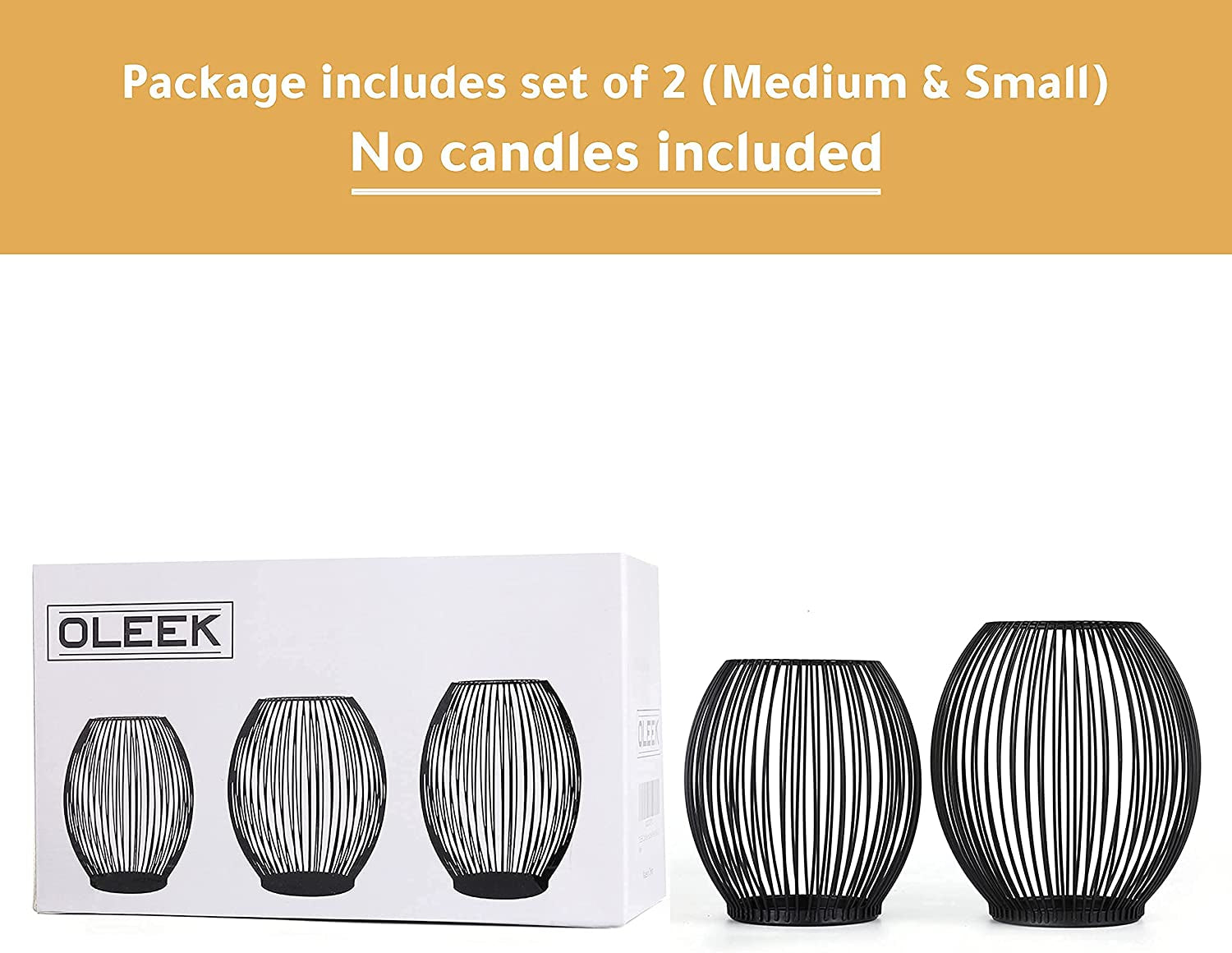 Black Wire Outdoor Decorative Candle Holders Set