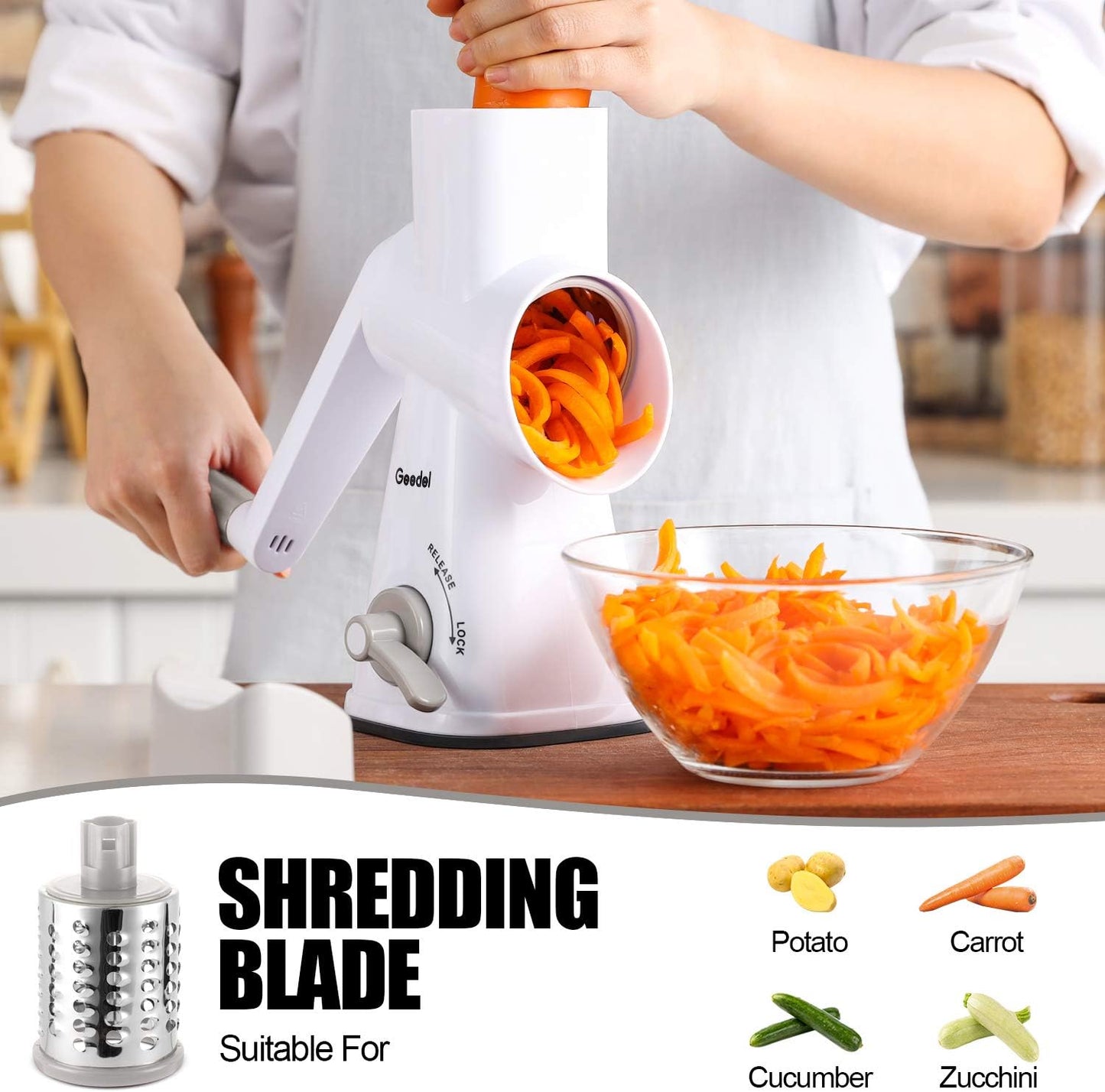 Rotary Cheese Grater, Mandoline Vegetable Slice.