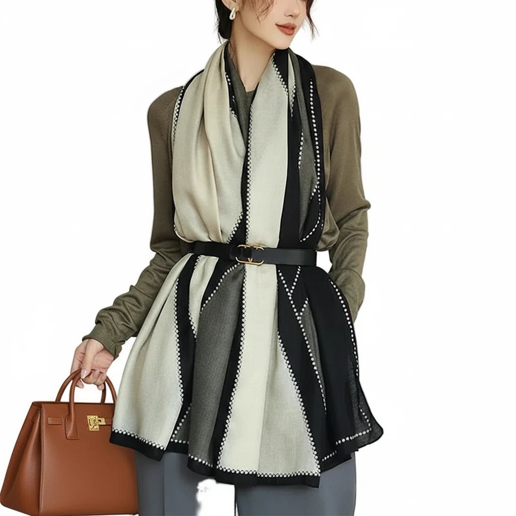 Fashion Printed Stripe Cotton Shawl