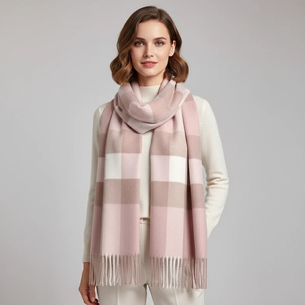 Luxury Winter British Classic Print Soft Cashmere Shawl Pashmina.