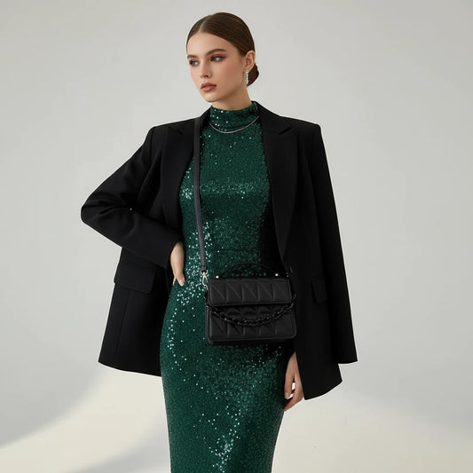 Embossed small crossbody chain handbag