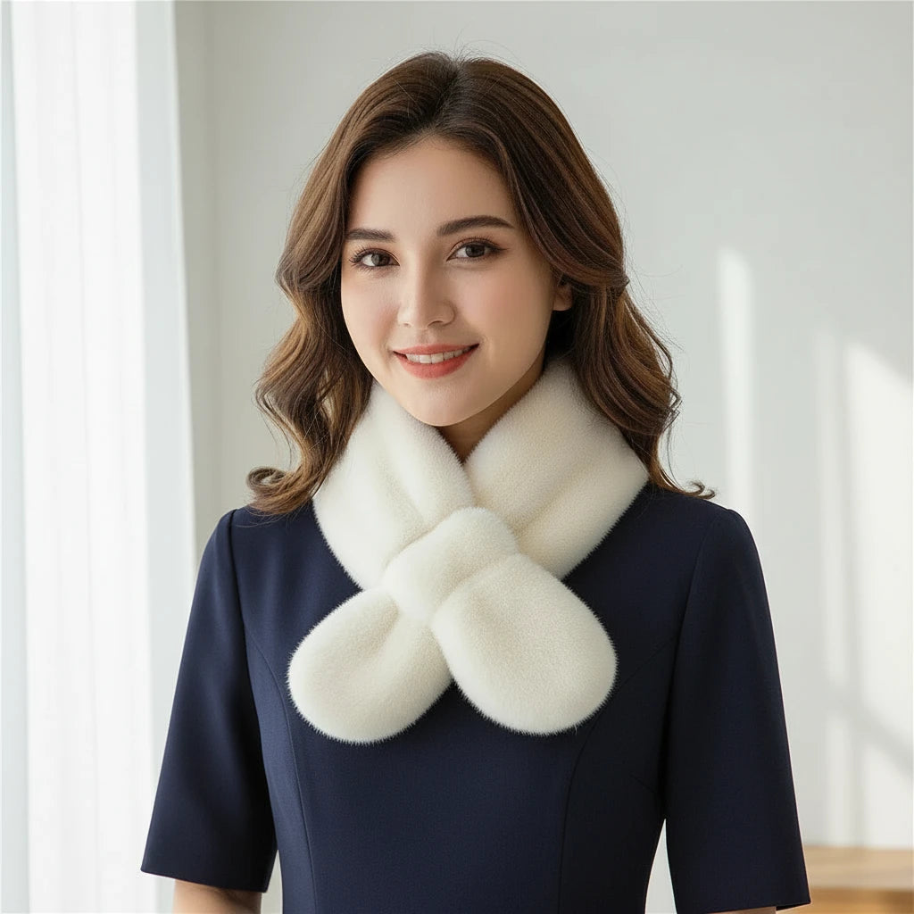 Women Rabbit Fur Collar Scarf