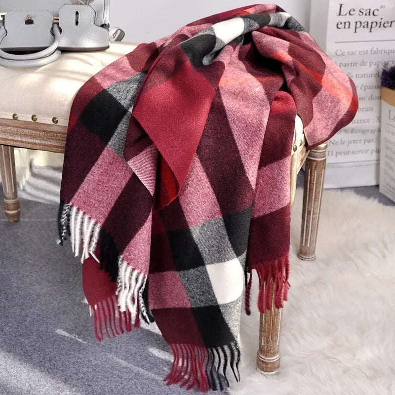 Luxury Winter British Classic Print Soft Cashmere Shawl Pashmina.