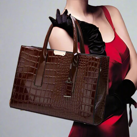 Crocodile Print Tote Handbag