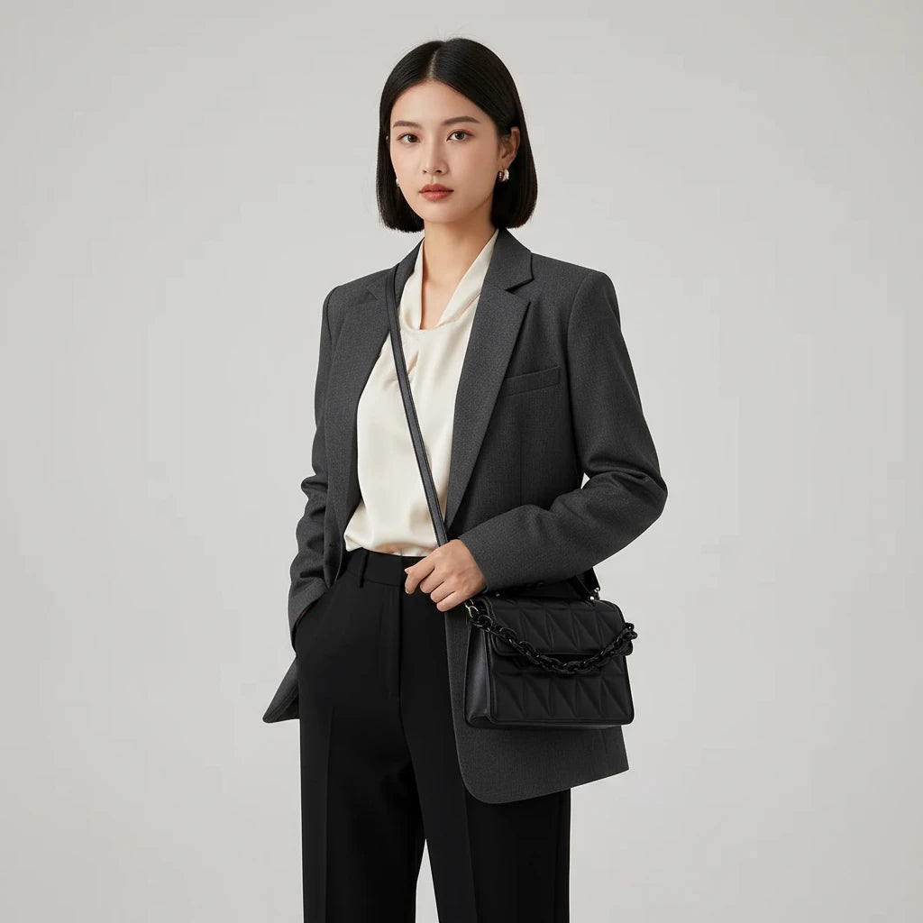 Embossed small crossbody chain handbag