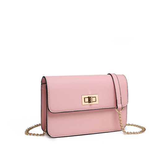 Turn Lock Crossbody Bag with Chain Strap
