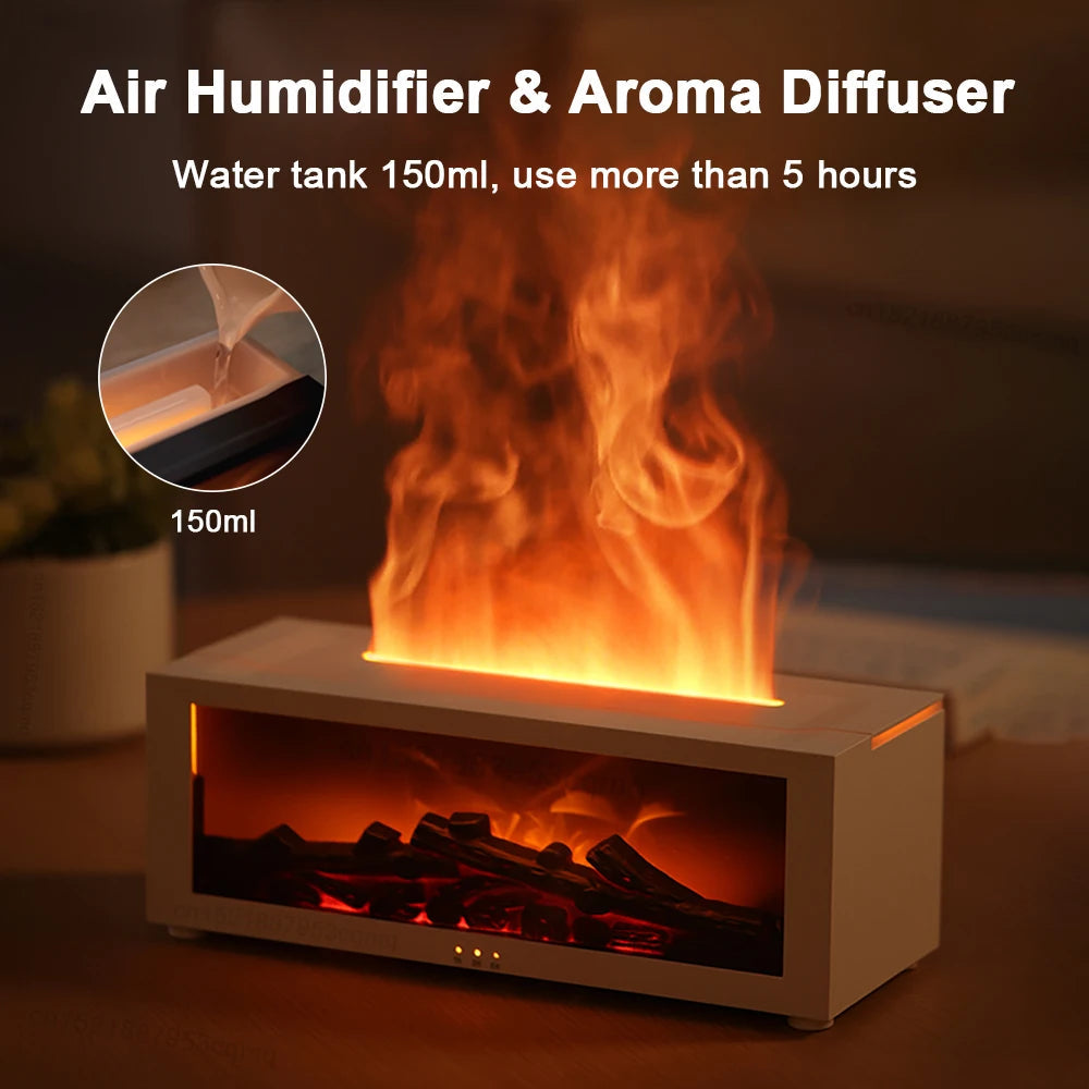 New Flame Aromatherapy Machine Colorful Essential Oil Diffuser Flame Humidifier 3D Flame Fireplace Machine