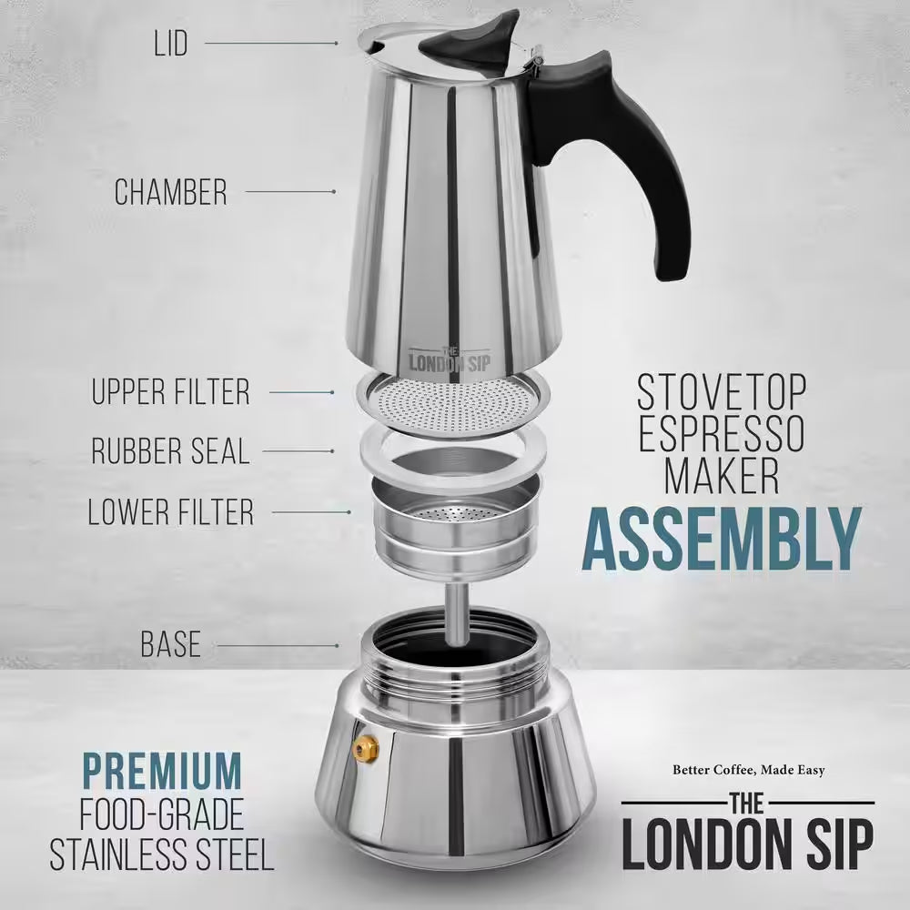 London Sip Stovetop Espresso Maker, Copper, 6-Cup