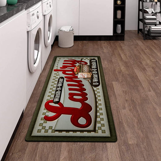 Farmhouse Laundry Room Rug Runner 20"X48" Rubber Non Slip Mats for Floor Entryway, Bathroom, Hallway Mudroom