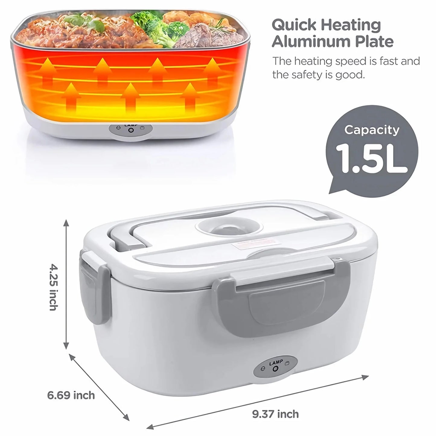 Electric Lunch Box Portable Food Warmer. 5L Stainless Steel Heated Lunch Box.
