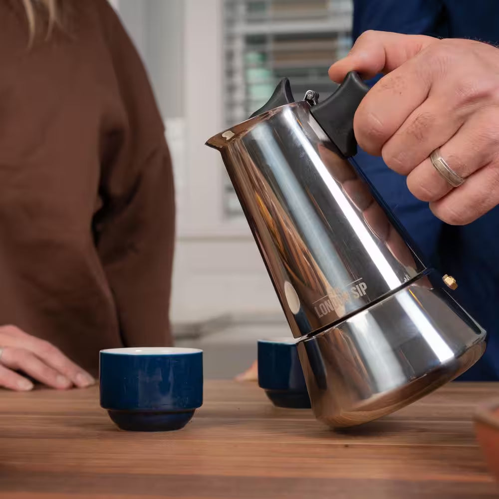 London Sip Stovetop Espresso Maker, Silver, 10-Cup