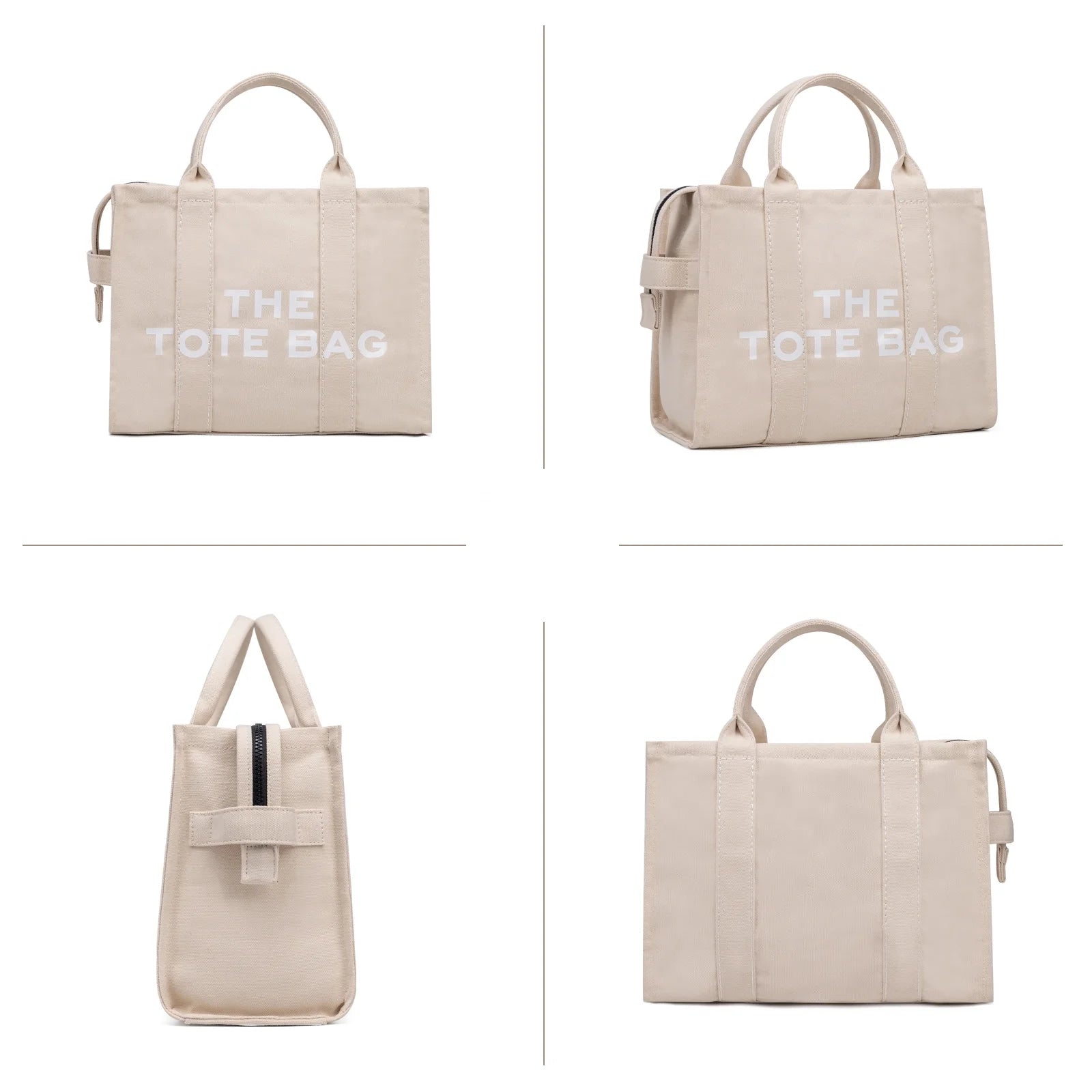 Canvas Tote Bag with Zipper, Crossbody Handbag 