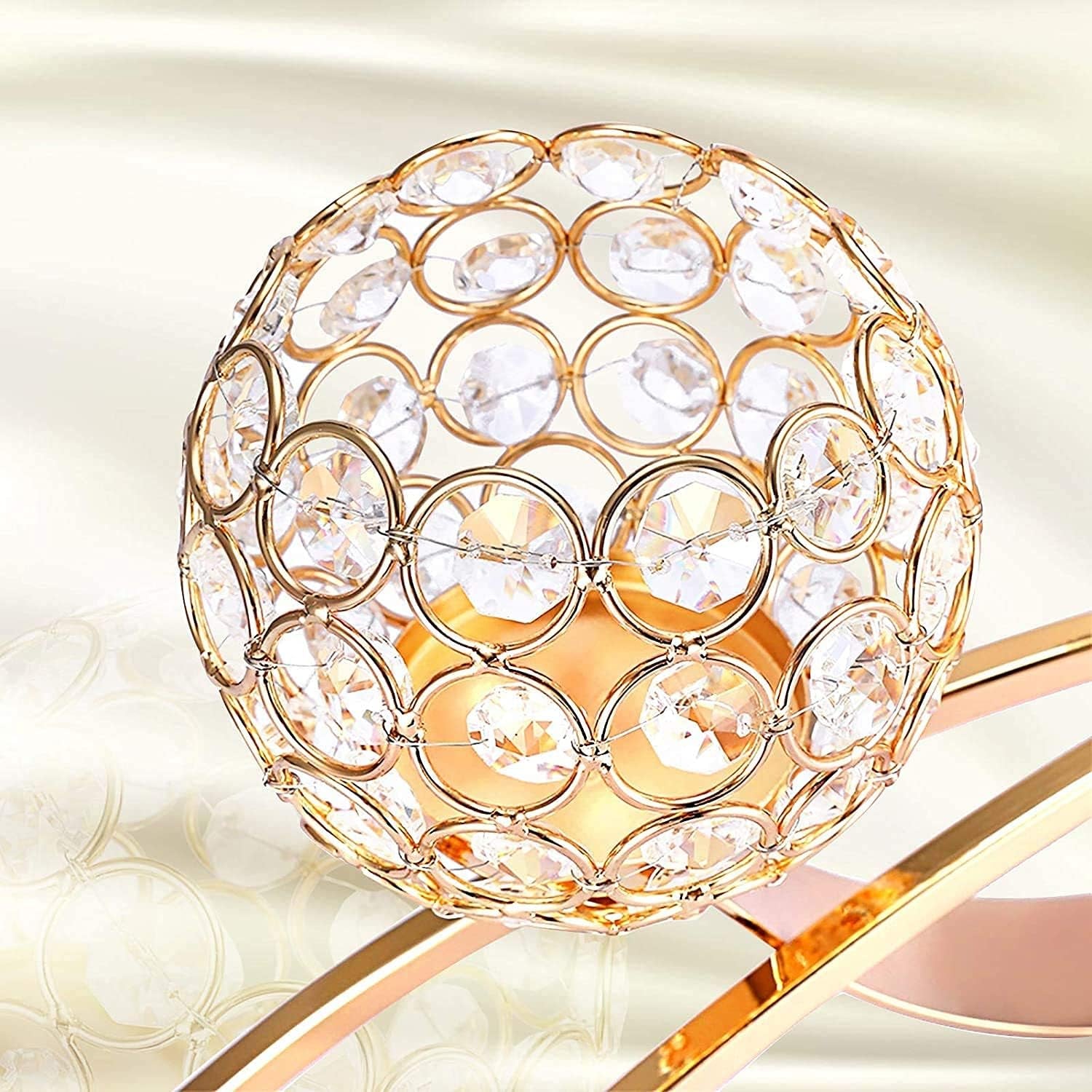 Crystal Candle Holders,3 Crystal Pillar Candlestick,Coffee Table Decorative Centerpieces for Living Room,Dinning Room Christmas Decoration, Table Decoration,Wedding Gifts(Gold)