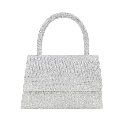 Mini Evening Bag Sequins Shoulder Clutch Handbag (Silver)