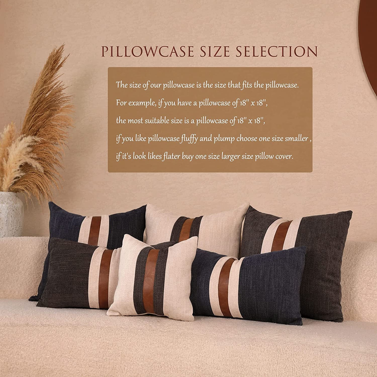 Farmhouse Decorative Outdoor Throw Pillow Covers Brown Faux Leather Accent Pillow Cover  12 X 20 Inch (Beige)