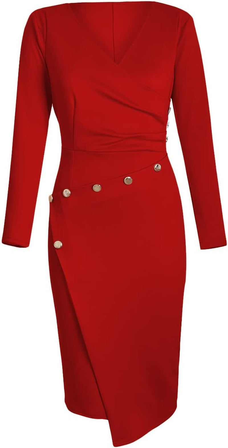 Deep V Neck Cocktail Party Pencil Midi Dress